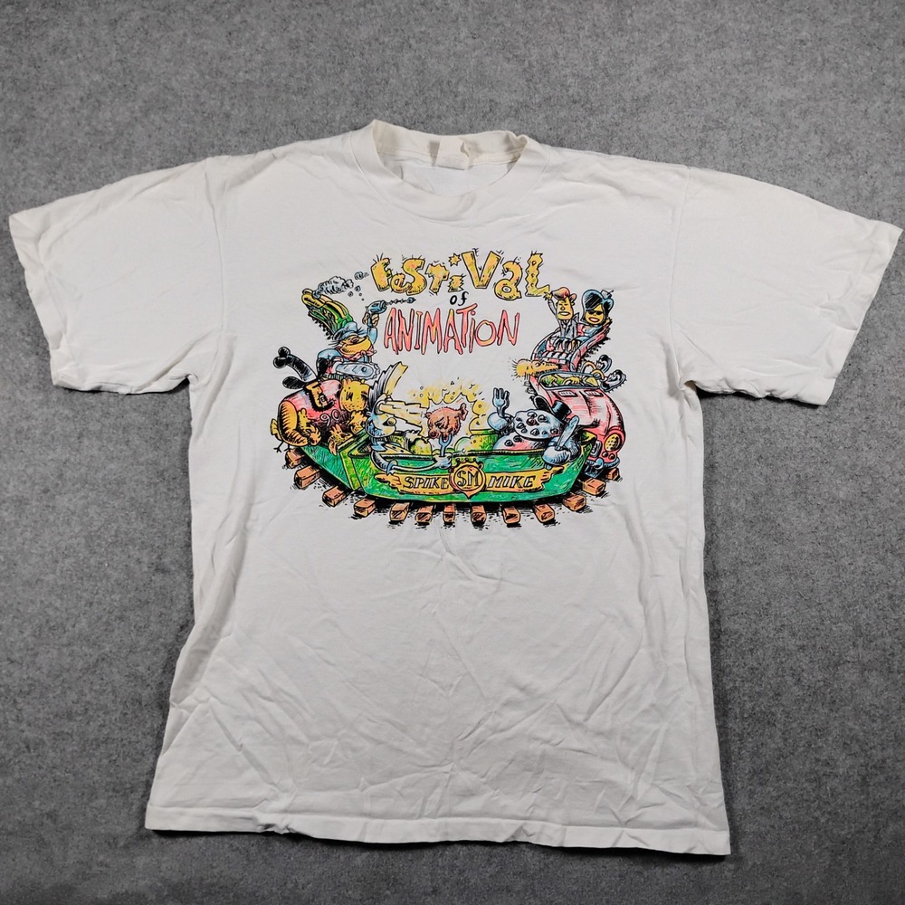 Touch of Gold Vintage Spike and Mike Festival of Animation Shirt Men's L White